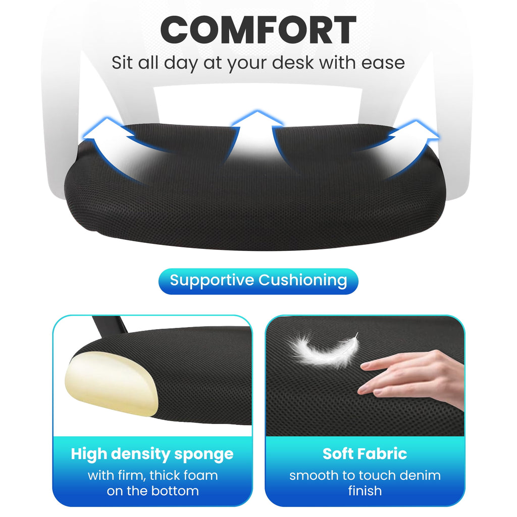 JONPONY Ergonomic Office Chair, Lumbar Support, Adjustable Height with Armrests for Adults,Black