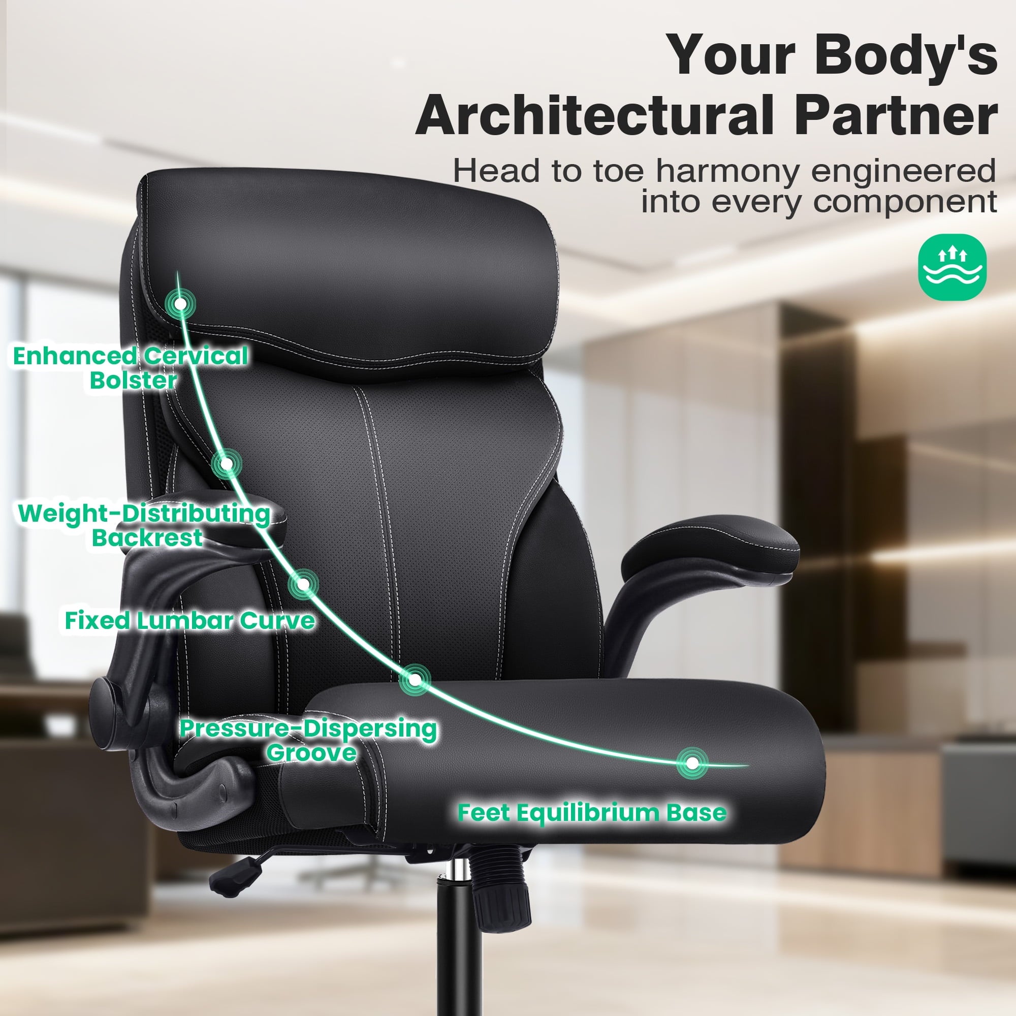 Dhole Executive Ergonomic Office Chair - High Back Mesh Desk Chair with Lumbar Support, 4D Armrests, Tilt Function & Breathable Mesh for Home Office (Black)