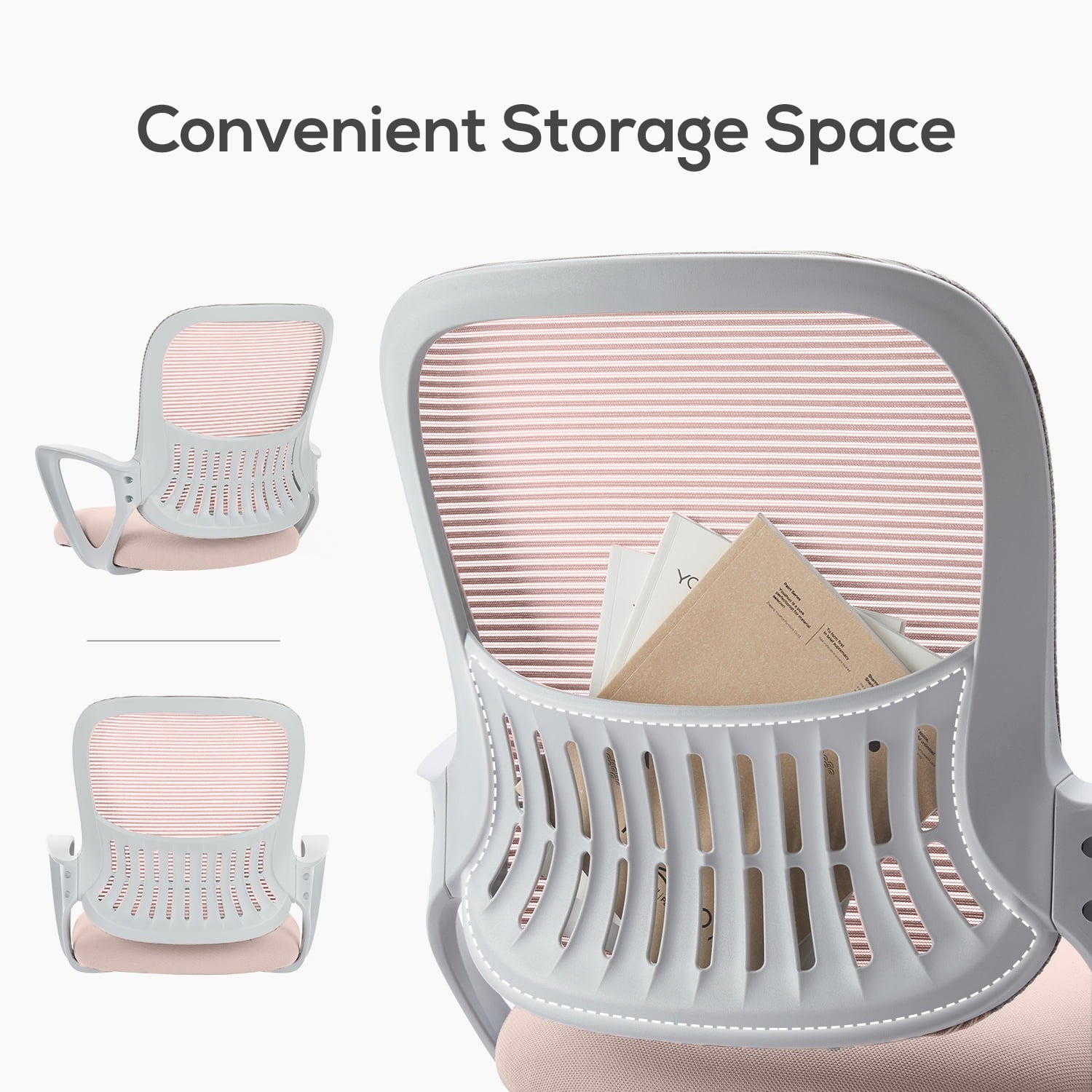 edx Desk Chair with Ergonomic Lumbar Support for Home, Office, Bedroom, 250lbs, Pink