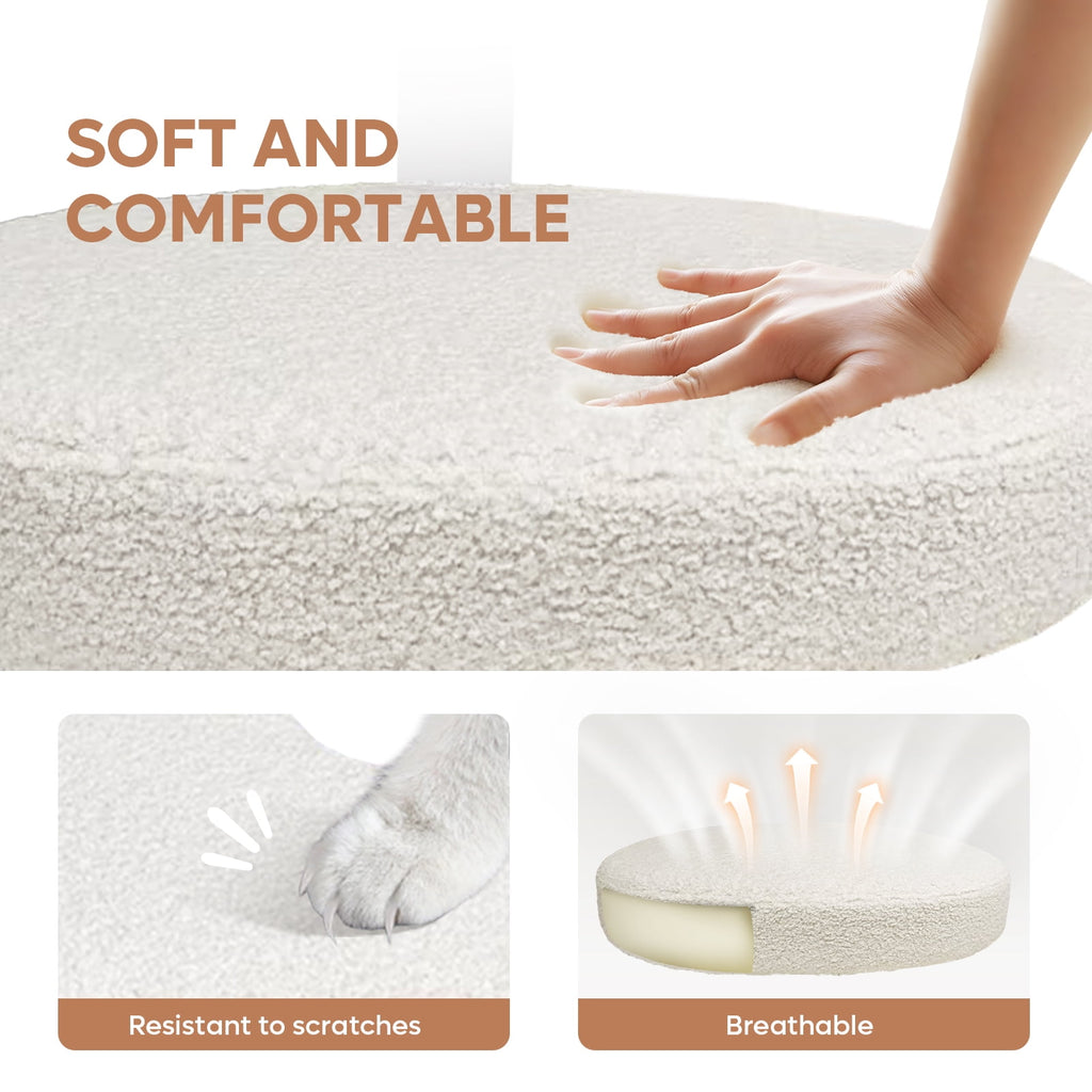 Pinmoco Cross Legged Office Chair, White Boucle Ergonomic Criss Cross Swivel Desk Chair, Heavy Duty 385 lbs Wide Seat for Meditation& ADHD, Armless