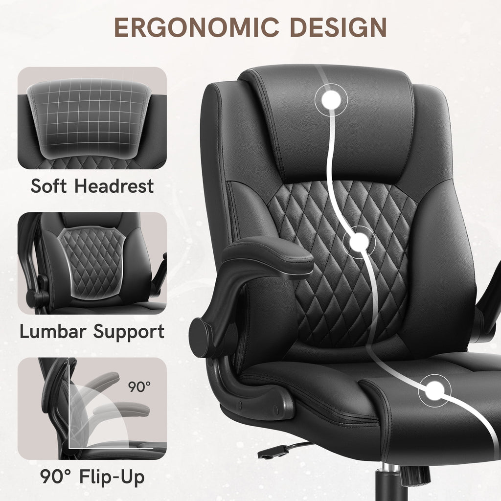 COOLHUT Leather Office Chair, Big and Tall Office Chair 400LBS Wide Seat Ergonomic Computer Desk Chair High Back Executive Leather Chair Adjustable Task Chair Lumbar Back with 8-Year Warranty, Black