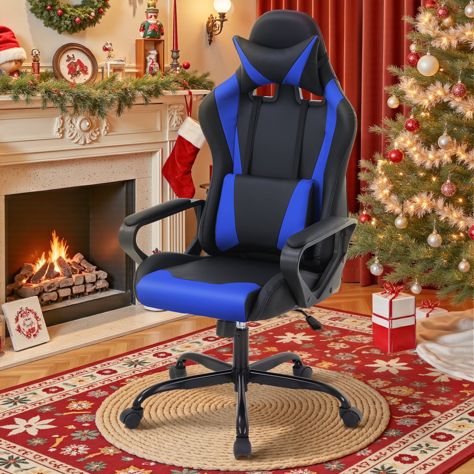 NiamVelo Leather Gaming Chair Ergonomic Video Game Chairs with Flip up Arms, Adjustable Rolling Swivel Chair for Adult Teen, White